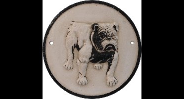 Gietijzeren - wandbord - bulldog - rond - gietijzer