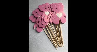 Cocktailprikkers beer roze meisje - baby shower