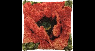 Pako Smyrna knoop kussen borduurpakket - Klaproos - geprint stramien - 013.323 - DIY kit