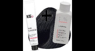 KIS haarverfset - 1N Zwart  - haarverf & waterstofperoxide