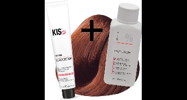 KIS haarverfset - 7KB Middel koperblond  - haarverf & waterstofperoxide