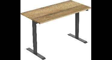 OrangeLabel Euroseats Z1 Desk Zit/sta met alu zilver frame met blad 160x80 Natuur eik. Elektrisch verstelbaar met 1 motor