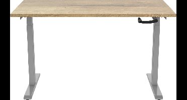 OrangeLabel S1 Zit/sta met slinger. Onderstel uitgevoerd in het alu zilver (RAL7045) incl. blad 120x80 decor Natuur Eik