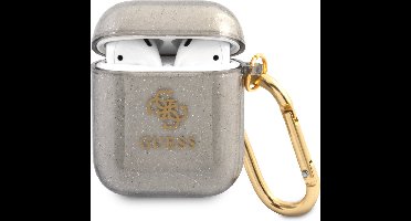 Guess TPU Glitter Case AirPods 1 - AirPods 2 Zwart