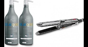 Salvatore Blue gold Premium 1000 ml + stijtang van BRAZILICIOUS TITANIUM 250 C°