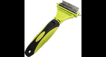 Hondenborstel - Dubbelzijdig Ontharing Tool - Herbruikbare Honden & Kattenvachtkam -  Huisdier Grooming - 1 stuk - Groen