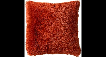 Dutch Decor FLUFFY - Sierkussen 45x45 cm - superzacht - effen kleur - Potters Clay - oranje-terracotta - Inclusief binnenkussen - Luxe kussens voor woonkamer & bank