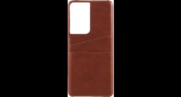 Shop4 - Samsung Galaxy S21 Ultra Hoesje - Harde Back Case Cabello met Pasjeshouder Bruin