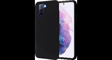Hoesje geschikt voor Samsung Galaxy S21 FE - Matte Back Cover Microvezel Siliconen Case Hoes Zwart