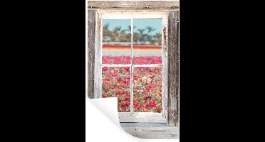 Muurstickers - Sticker Folie - Doorkijk - Bloemen - Kleuren - 20x30 cm - Plakfolie - Muurstickers Kinderkamer - Zelfklevend Behang - Zelfklevend behangpapier - Stickerfolie
