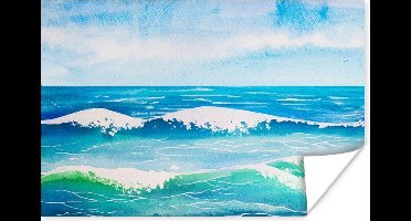 Poster Waterverf - Golf - Zee - 30x20 cm
