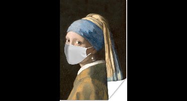 Poster Meisje met de parel - Johannes Vermeer - Mondkapje - 20x30 cm