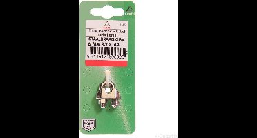 Staaldraadklem. Beugel. 8mm. RVS-A4. Deltafix.