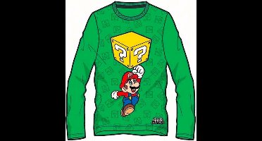 Super Mario  T-shirt Lange mouw - Groen - Maat 104 cm / 4 jaar