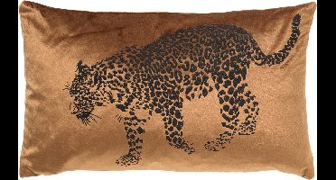 Dutch Decor SULA - sierkussen 30x50 cm - dierenprint - panter - Tobacco Brown - bruin - Inclusief binnenkussen - Luxe kussens voor woonkamer & bank