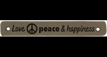 Durable Leren Label – "Love Peace & Happiness" – Duurzaam & Stijlvol (2 stuks)