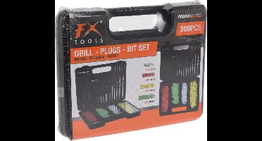 Boor- en bit set met pluggen 300 delig in handige koffer
