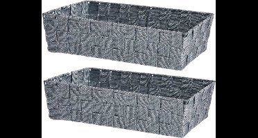 Kast/badkamer opbergmandjes - Set van 2x stuks - zilvergrijs - 34 x 21 x 8,5 cm - 10 liter - opbergmandjes