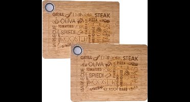 2x Stuks tapas serveerplank rechthoek 38 x 28 cm van bamboe hout - Serveerplank - Broodplank