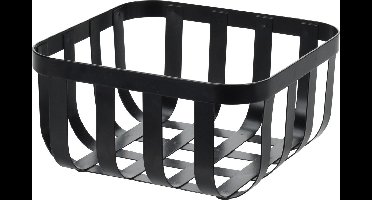 Excellent Houseware fruitmand - zwart - metaal - 20 x 20 cm - fruitmanden - Basic model - vierkant