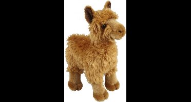 Ravensden Pluche knuffel dier Alpaca - bruin - 28 cm - Alpacas boerderij knuffelbeesten