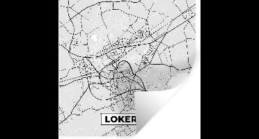 Muurstickers - Sticker Folie - België – Lokeren – Stadskaart – Kaart – Zwart Wit – Plattegrond - 30x30 cm - Plakfolie - Muurstickers Kinderkamer - Zelfklevend Behang - Zelfklevend behangpapier - Stickerfolie