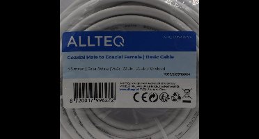 Premium Coax Kabel - Dubbel afgeschermd - IEC Coax Kabel voor TV - Wit - 7.5 meter - Allteq