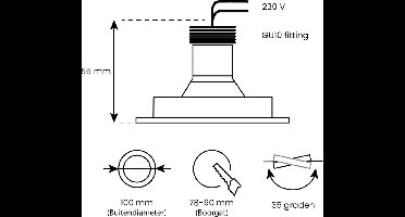 Warmglow inbouwspot Audrick -Rond RVS Look -Philips Warm Glow -Dimbaar -3.7W -Philips LED