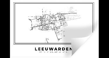 Muurstickers - Sticker Folie - Stadskaart – Zwart Wit - Kaart – Leeuwarden – Nederland – Plattegrond - 30x20 cm - Plakfolie - Muurstickers Kinderkamer - Zelfklevend Behang - Zelfklevend behangpapier - Stickerfolie