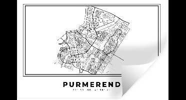 Muurstickers - Sticker Folie - Stadskaart – Zwart Wit - Kaart – Purmerend – Nederland – Plattegrond - 30x20 cm - Plakfolie - Muurstickers Kinderkamer - Zelfklevend Behang - Zelfklevend behangpapier - Stickerfolie