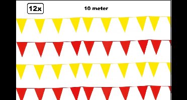 12x Vlaggenlijn rood en geel 10 meter - themafeest vlaglijn festival feest party verjaardag thema feest kleur