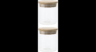 Set van 4x stuks voorraadpotten/bewaarpotten 330 ml glas met houten deksel - Voorraadbussen