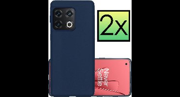 Hoesje - 2 Stuks - Geschikt voor OnePlus 10 Pro - Sterk & Shockproof - Case Siliconen - Back Cover - Telefoon Hoes - Donkerblauw