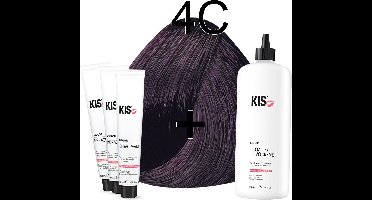 Kis KeraCream Color - 100ml - Haarverf Set - 4C Middel cassis | KIS - (3 x haarverf & 1L waterstofperoxide)