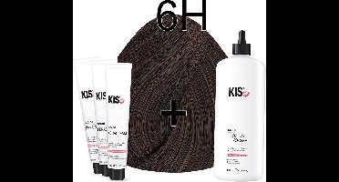 Kis KeraCream Color - 100ml - Haarverf Set - 6H Donker hazelnoot blond | KIS - (3 x haarverf & 1L waterstofperoxide)