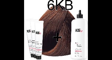 Kis KeraCream Color - 100ml - Haarverf Set - 6KB Donker koperblond | KIS - (3 x haarverf & 1L waterstofperoxide)