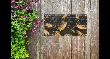 Tuinposter Goud - Bladeren - Zwart - 60x30 cm - Tuindoek