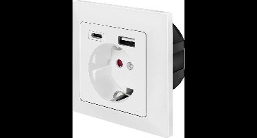 LogiLink PA0262 Stopcontact (onderbouw) Met USB-laaduitgang, Aanraakbeveiliging Wit