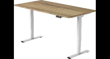 OrangeLabel by Euroseats elektrisch zit/sta bureau Eco. Voldoet aan de NEN EN 527 norm. Uitvoering wit frame en inclusief blad 120x80 Natuur Eik