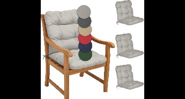 Beautissu Flair NL – Set van 4 Tuinkussen Lage Rug Grijs – 100x50 cm – Zitkussen Matraskussen voor Tuin Meubelen