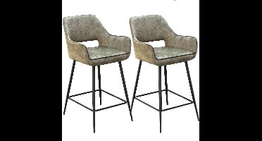 PTMD Fal Low Velvet Barkrukken - 60x54x95 cm - Groen - Set van 2