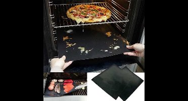 Grill Mat Voor Oven / BBQ - 3 Stuks - Hittebestendig Tot 290 Graden - Vaatwasser Bestendig - Zwart-Makkelijk Reinigend - van Heble®