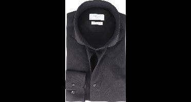 Profuomo slim fit heren overhemd - jersey - zwart - Strijkvrij - Boordmaat: 43 (EU maat: XL)
