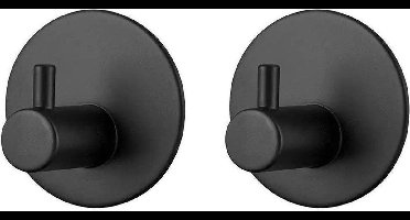*** 2 Stuks Handdoekhaakjes set zelfklevend Handdoekhouders voor badkamer en keuken - RVS Mat Zwart van Heble® ***