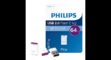Philips FM64FD85B - USB stick 2.0 - 64GB - Pico - Paars