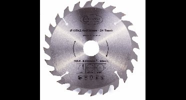 Hofftech Zaagblad cirkelzaag - 24 tanden - inclusief verloopringen - Ø 185 mm