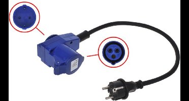 ProPlus Verloopkabel - 40 cm - Schuko naar haakse CEE - Inclusief Schuko stopcontact