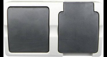 Ratio Schakelaar en stopcontact combinatie - spatwaterdicht - IP54 - horizontaal - plastic - 87x116x52 mm