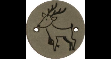 Durable Leren Rond Label met Hert/Rendier – 2 cm – Set van 2 Stuks