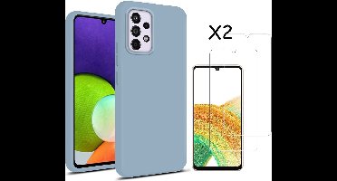 Hoesje Geschikt Voor Samsung Galaxy A33 hoesje silicone soft cover Licht Blauw - Hoesje Geschikt Voor Samsung Galaxy A33 5G Silicone colour hoesje - Galaxy A33 case Liquid Nano Silicone cover - A33 Screenprotector 2 pack